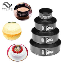 Load image into Gallery viewer, 4 Black Carbon Steel Cake Non-Stick Spring-form Metal Bake Round Baking Pan With Removable Bottom