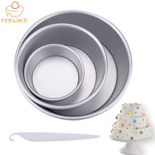 Load image into Gallery viewer, 4/6/8 Inch Round Cake Pan Set With Removable Bottom Aluminum Alloy Cake Pans