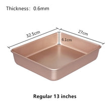 Load image into Gallery viewer, Rectangular Golden Non Stick Carbon Steel Cake Deep Bakeware Pan