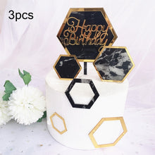 Load image into Gallery viewer, Marble Acrylic Hexagon Cake Topper
