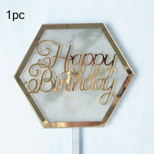 Load image into Gallery viewer, Marble Acrylic Hexagon Cake Topper
