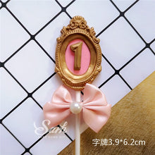 Load image into Gallery viewer, Noble Bnowknot Frame Number 1st 2 3 Cake Topper
