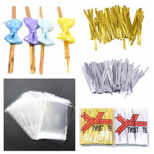 Load image into Gallery viewer, 100pcs/set Bowknot Metallic Twist Wire and Clear Packaging Bags
