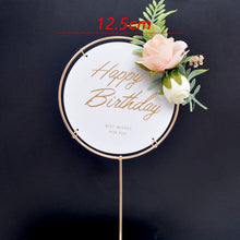 Load image into Gallery viewer, 1 Set Acrylic Cake Topper With Artificial Silk Flowers For: Birthday, Wedding, and Christmas

