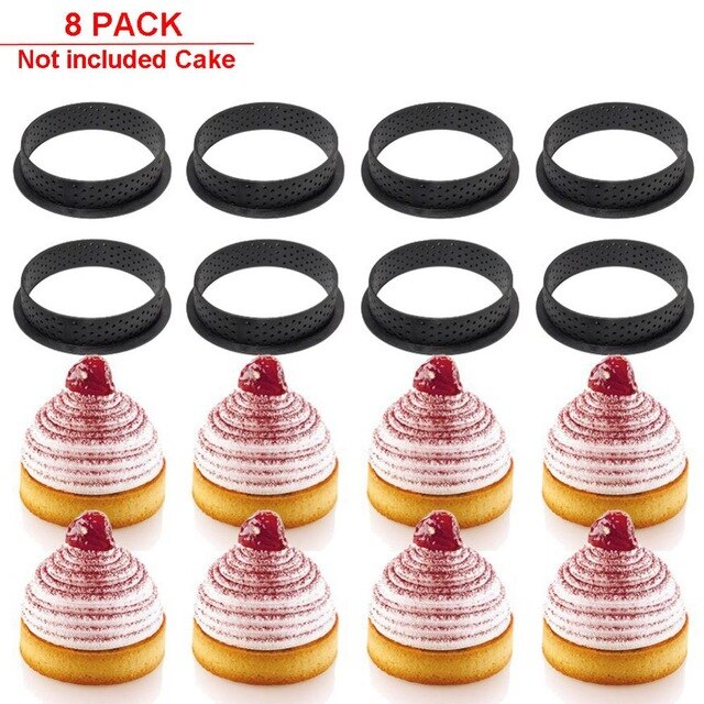 8Pcs Tart Ring Inner Round Perforated Cutter