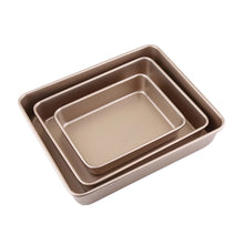 Load image into Gallery viewer, Rectangular Golden Non Stick Carbon Steel Cake Deep Bakeware Pan
