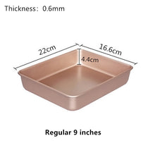 Load image into Gallery viewer, Rectangular Golden Non Stick Carbon Steel Cake Deep Bakeware Pan
