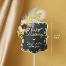 Load image into Gallery viewer, Original Design Vintage Leaf feather Happy Birthday Cake Topper
