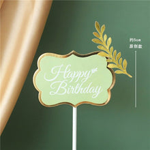 Load image into Gallery viewer, Original Design Vintage Leaf feather Happy Birthday Cake Topper
