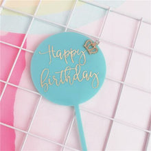 Load image into Gallery viewer, Acrylic Happy Birthday With Crown Cake Toppers
