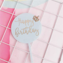 Load image into Gallery viewer, Acrylic Happy Birthday With Crown Cake Toppers
