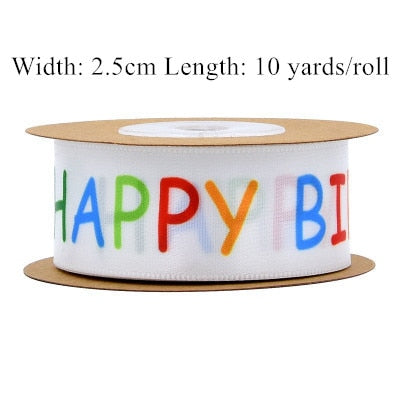 10 Yards Happy Birthday Balloon Printed Ribbons