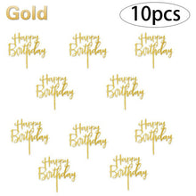 Load image into Gallery viewer, 10pcs/bag Acrylic Letter Happy Birthday Cake Topper Decoration Supplies
