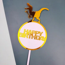 Load image into Gallery viewer, Dinosaur Happy Birthday Acrylic Cake Topper
