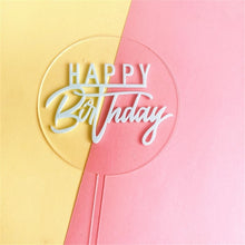 Load image into Gallery viewer, 1pc Acrylic Round Transparent Happy Birthday Cake Topper
