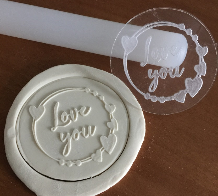 3inch “Heart Love You” Outboss Acrylic Reverse Stamp Embosser