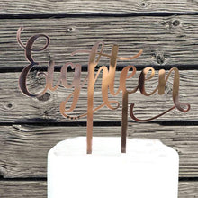 Load image into Gallery viewer, 1 Pcs Rose Gold Eighteen Acrylic Cake Topper
