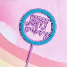 Load image into Gallery viewer, Happy Birthday Colorful Round Double Layer Cake Topper
