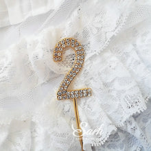 Load image into Gallery viewer, 1Pc Gold Diamond-studded Number&quot;0-9&quot; Crown Collection Cake Topper
